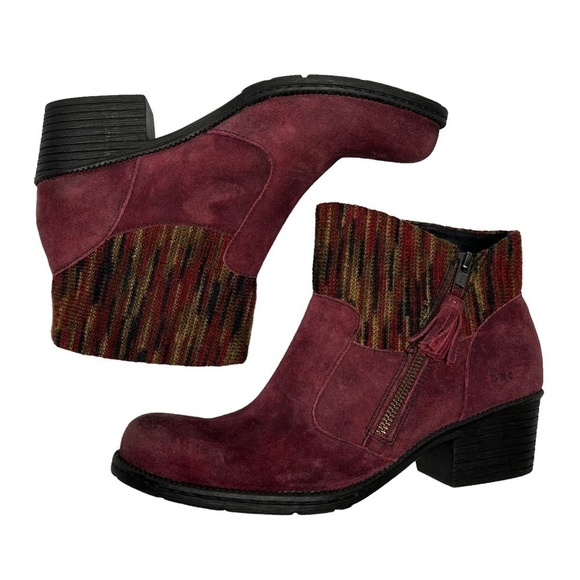 B.O.C Born Concept Burgundy Leather Charon Ankle Booties Boots Size 8.5M - Picture 16 of 16